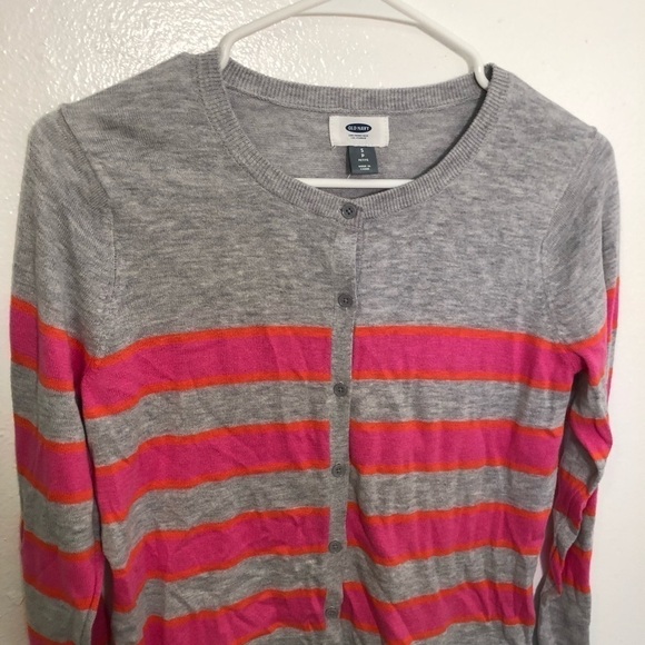 Old Navy Crewneck Button Down Cardigan Coral Tropics - Picture 3 of 8